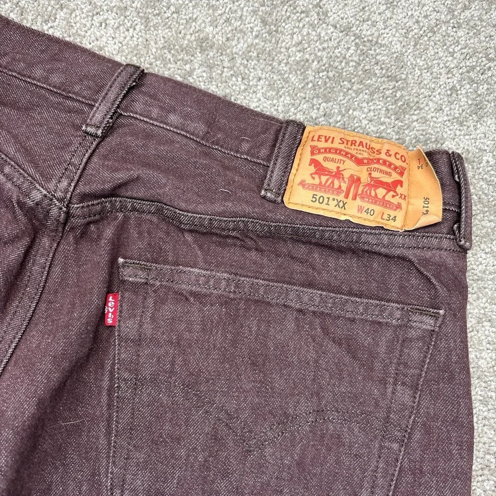 Levis 501 XX Button Fly Brown Straight Leg Jeans 40x34 (Fits 38x32)
